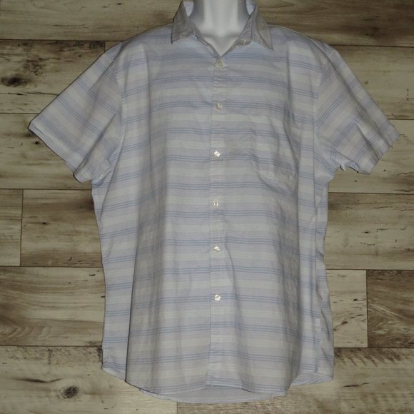 Apt.‎ 9* Men's Short Sleeve Button Down Curved Hem Chest Pocket Shirt~ Size XXL - Picture 1 of 11